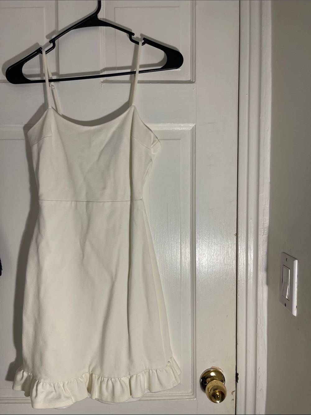 White Ruffle-Hem Spaghetti Strap Dress- Lulus
